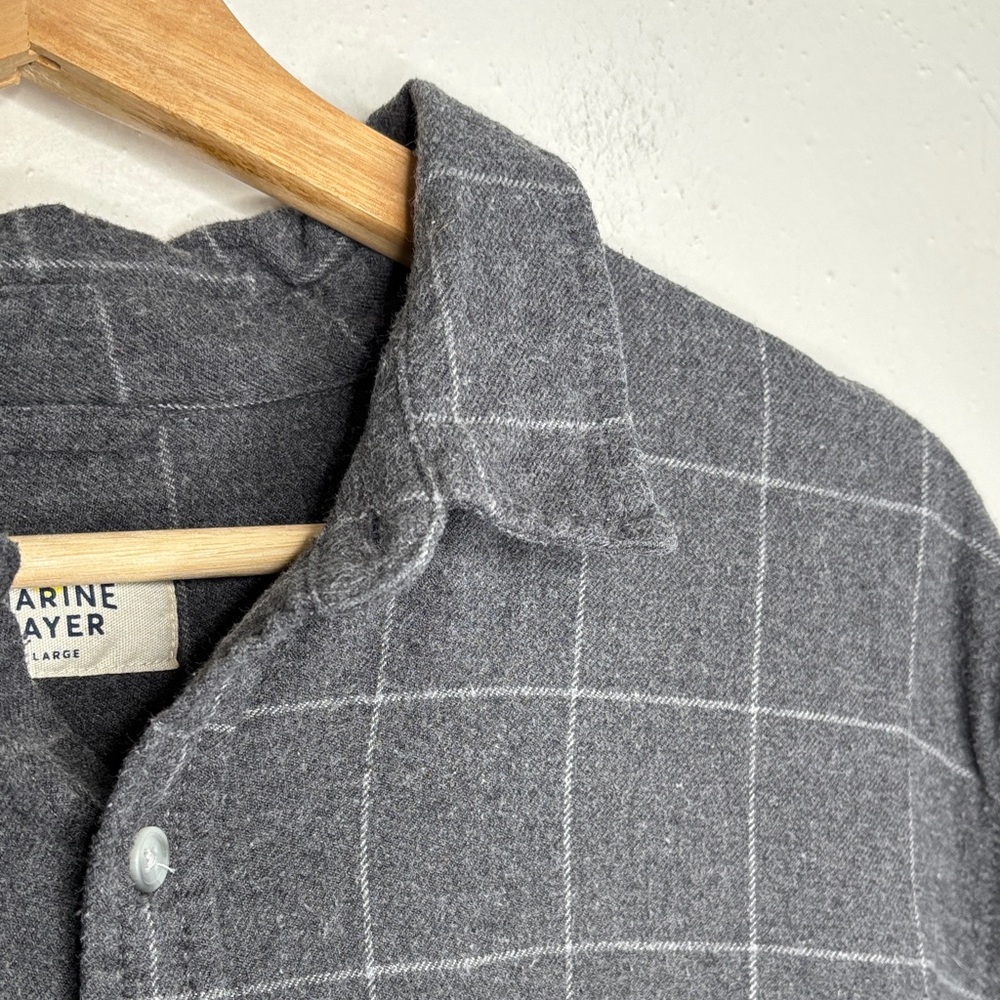 Marine Layer Gray Windowpane Flannel Button Down Shirt Size L - Picture 3 of 9
